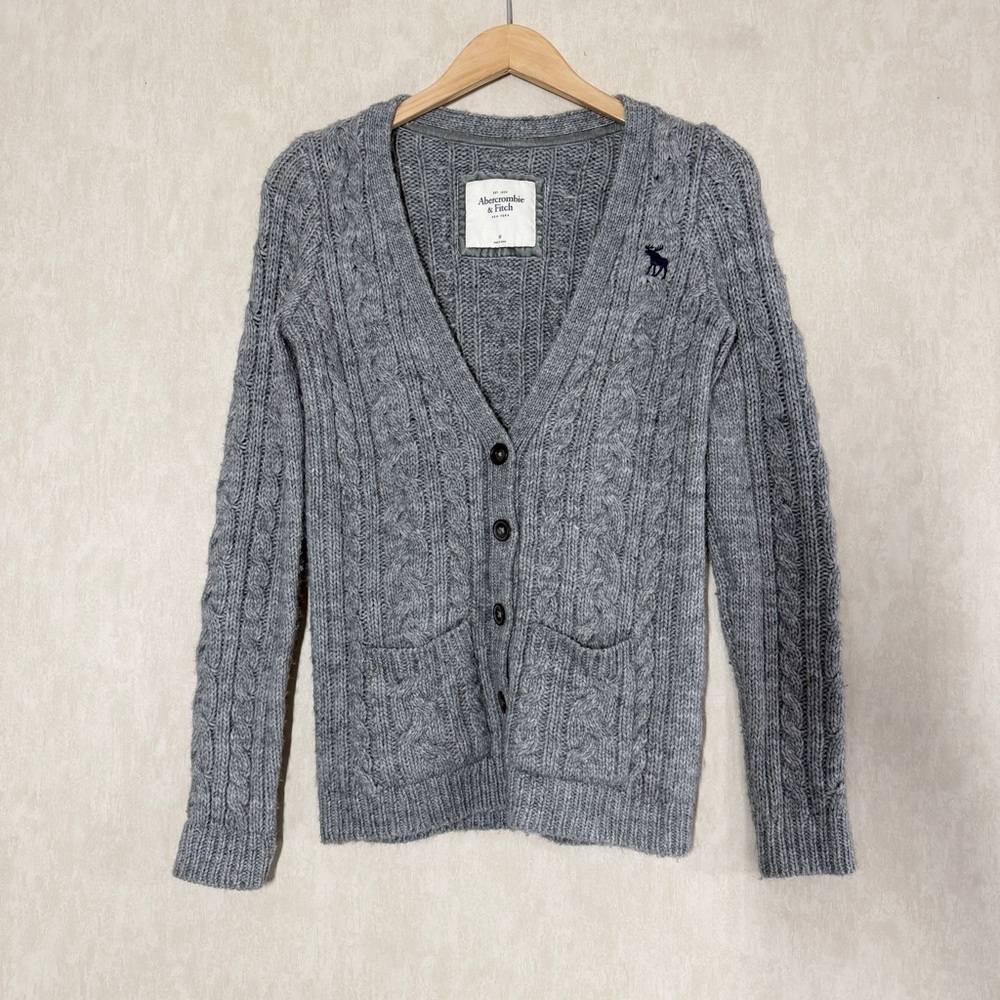 Abercrombie & Fitch Women’s Y2K Wool Alpaca Blend Cardigan Sweater in Gray M